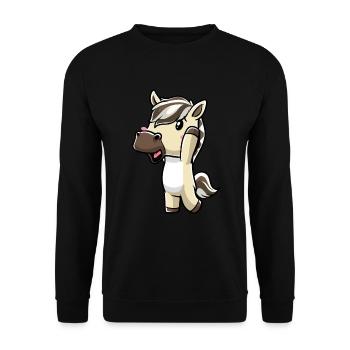Fjordpferd Kawaii Emoticon - Unisex Pullover - Schwarz - Vorne - Alina (178cm) & Michal (187cm)