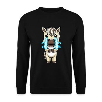 Fjordpferd Kawaii Emoticon - Unisex Pullover - Schwarz - Vorne - Alina (178cm) & Michal (187cm)