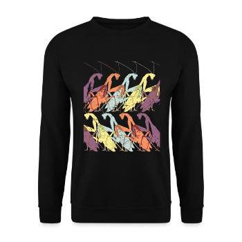 Gottesanbeterin Insekt - Unisex Pullover - Schwarz - Vorne - Alina (178cm) & Michal (187cm)
