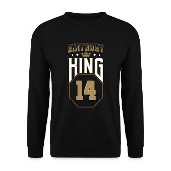 Anniversaire Roi 14 Ans 14ème Cadeau d’Anniversaire - Sweat-shirt Unisexe - noir - Devant - Alina (178cm) & Michal (187cm)