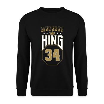 Birthday King 34 Years 34th Birthday Gift - Unisex Sweatshirt - black - Front - Alina (178cm) & Michal (187cm)