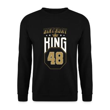 Birthday King 48 Years 48th Birthday Gift - Unisex Sweatshirt - black - Front - Alina (178cm) & Michal (187cm)