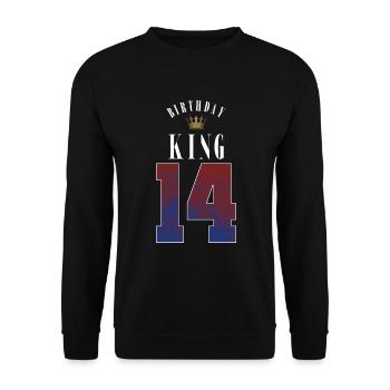 Birthday King 14 Jahre 14. Geburtstag Geschenk - Unisex Pullover - Schwarz - Vorne - Alina (178cm) & Michal (187cm)