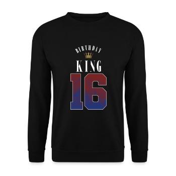 Anniversaire Roi 16 Ans 16ème Cadeau d’Anniversaire - Sweat-shirt Unisexe - noir - Devant - Alina (178cm) & Michal (187cm)