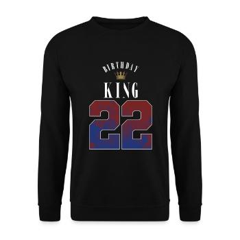 Birthday King 22 Jahre 22. Geburtstag Geschenk - Unisex Pullover - Schwarz - Vorne - Alina (178cm) & Michal (187cm)