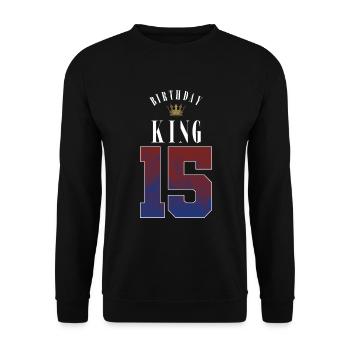 Anniversaire Roi 15 ans 15ème anniversaire Cadeau - Sweat-shirt Unisexe - noir - Devant - Alina (178cm) & Michal (187cm)