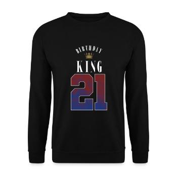 Birthday King 21 Jahre 21. Geburtstag Geschenk - Unisex Pullover - Schwarz - Vorne - Alina (178cm) & Michal (187cm)