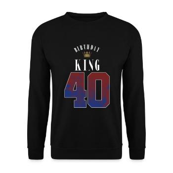Birthday King 40 Jahre 40. Geburtstag Geschenk - Unisex Pullover - Schwarz - Vorne - Alina (178cm) & Michal (187cm)