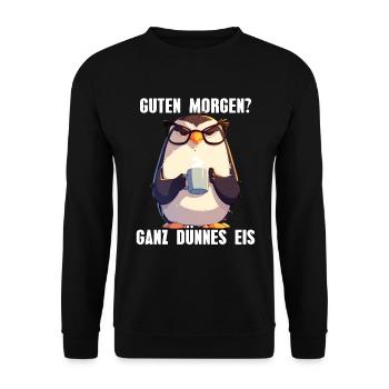 Good morning very thin ice coffee penguin - Unisex Sweatshirt - black - Front - Alina (178cm) & Michal (187cm)