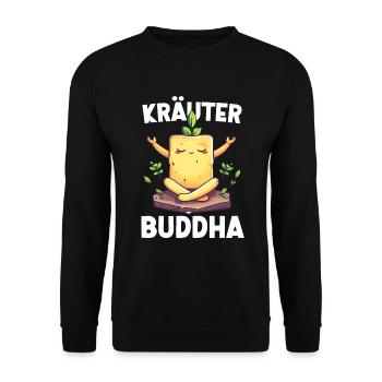KräuterBuddha Beurre aux herbes Méditation Yoga amusante - Sweat-shirt Unisexe - noir - Devant - Alina (178cm) & Michal (187cm)