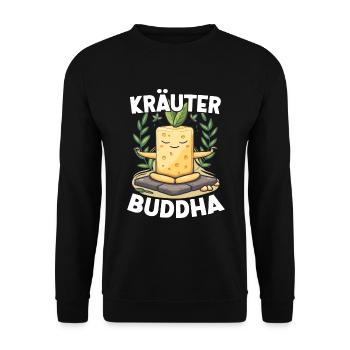 HerbesBouddha Beurre Aux Herbes Yoga Méditation Drôle - Sweat-shirt Unisexe - noir - Devant - Alina (178cm) & Michal (187cm)