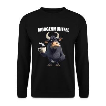 Morning Muhffel Morning Grouch Cow Coffee Sleep Shirt - Unisex Sweatshirt - black - Front - Alina (178cm) & Michal (187cm)