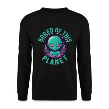 Bored of this planet. - Unisex Sweatshirt - black - Front - Alina (178cm) & Michal (187cm)