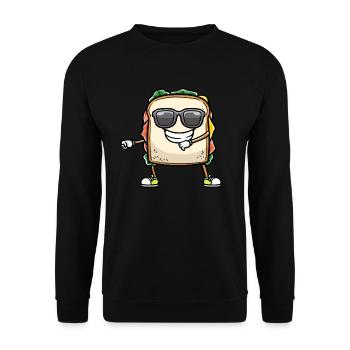 Tanzendes Sandwich Essen - Unisex Pullover - Schwarz - Vorne - Alina (178cm) & Michal (187cm)