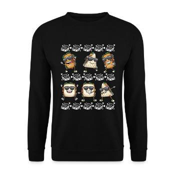 Tanzendes Sandwich Essen - Unisex Pullover - Schwarz - Vorne - Alina (178cm) & Michal (187cm)