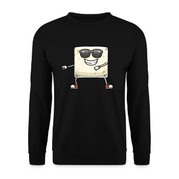 Dancing Tofu for Vegans and Tofu Lovers - Unisex Sweatshirt - black - Front - Alina (178cm) & Michal (187cm)