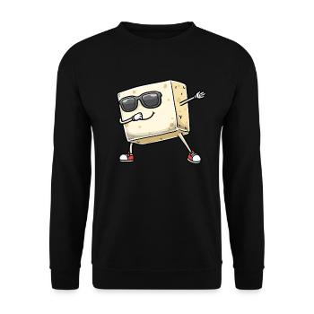 Dancing Tofu for Vegans and Tofu Lovers - Unisex Sweatshirt - black - Front - Alina (178cm) & Michal (187cm)