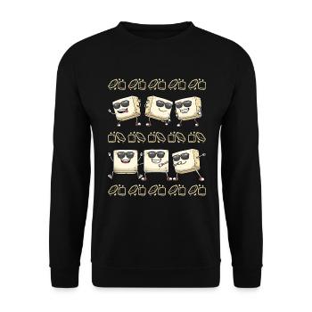 Dancing Tofu for Vegans and Tofu Lovers - Unisex Sweatshirt - black - Front - Alina (178cm) & Michal (187cm)