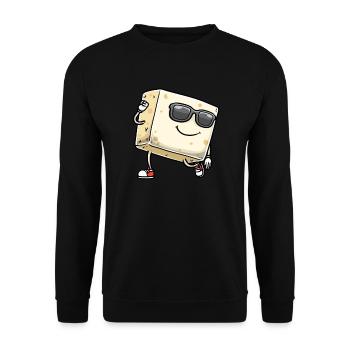 Dancing Tofu for Vegans and Tofu Lovers - Unisex Sweatshirt - black - Front - Alina (178cm) & Michal (187cm)
