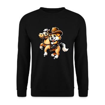 Chien à cheval - Sweat-shirt Unisexe - noir - Devant - Alina (178cm) & Michal (187cm)