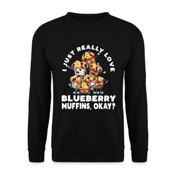 Ich Liebe Blaubeermuffins Einfach - Unisex Pullover - Schwarz - Vorne - Alina (178cm) & Michal (187cm)