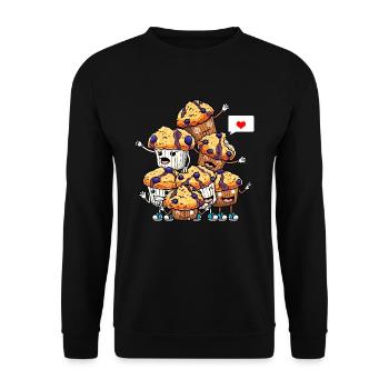 Lustige Blaubeermuffins-dessert-enthusiasten - Unisex Pullover - Schwarz - Vorne - Alina (178cm) & Michal (187cm)