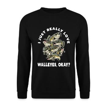 Ich Liebe Zander Einfach Sehr - Unisex Pullover - Schwarz - Vorne - Alina (178cm) & Michal (187cm)