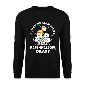 Ich Liebe Marshmallows Einfach Wirklich - Unisex Pullover - Schwarz - Vorne - Alina (178cm) & Michal (187cm)