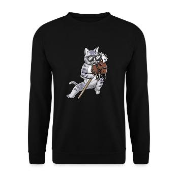 Lustiges Hobby Horsing Katze - Unisex Pullover - Schwarz - Vorne - Alina (178cm) & Michal (187cm)