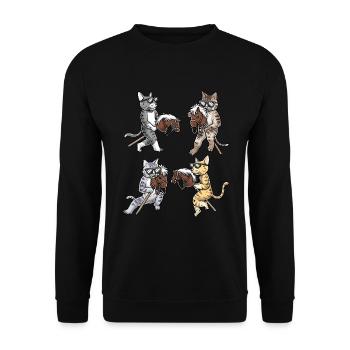 Lustiges Hobby Horsing Katze - Unisex Pullover - Schwarz - Vorne - Alina (178cm) & Michal (187cm)