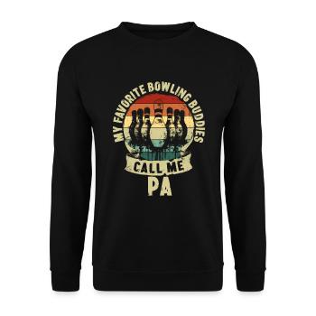 Bowling Buddies Vatertag Vater Kinder Geschenk - Unisex Pullover - Schwarz - Vorne - Alina (178cm) & Michal (187cm)