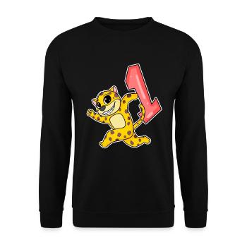 1 an - Inscription à l’école - Motif chat jaguar - Za - Sweat-shirt Unisexe - noir - Devant - Alina (178cm) & Michal (187cm)