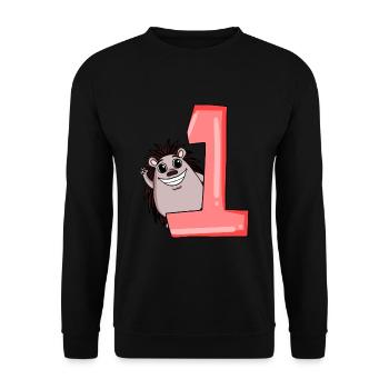 1 an - inscription à l’école - motif hérisson - numéro 1 - Sweat-shirt Unisexe - noir - Devant - Alina (178cm) & Michal (187cm)