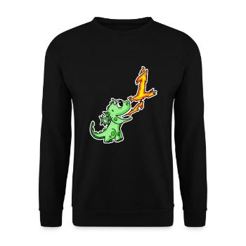 1 an - Inscription à l’école - Motif Dragon - Numéro 1 - Sweat-shirt Unisexe - noir - Devant - Alina (178cm) & Michal (187cm)