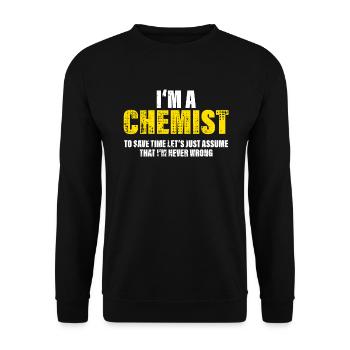 Chimiste Drôle Dicton Profession Collègue Cadeau - Sweat-shirt Unisexe - noir - Devant - Alina (178cm) & Michal (187cm)