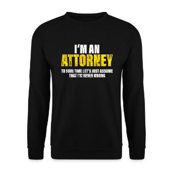 Rechtsanwalt Lustig Spruch Beruf Kollegen Geschenk - Unisex Pullover - Schwarz - Vorne - Alina (178cm) & Michal (187cm)