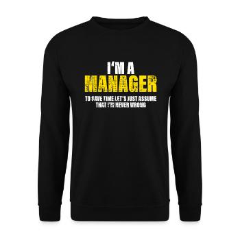 Manager Drôle Dire Profession Collègue Cadeau - Sweat-shirt Unisexe - noir - Devant - Alina (178cm) & Michal (187cm)