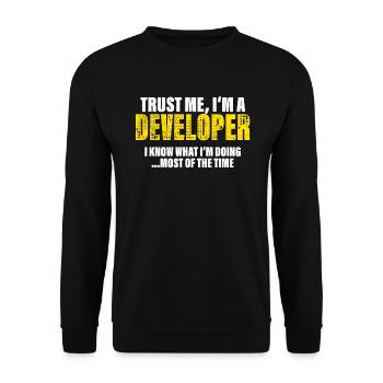 Faites-moi confiance Je suis un Développeur Fellow Cadeau - Sweat-shirt Unisexe - noir - Devant - Alina (178cm) & Michal (187cm)
