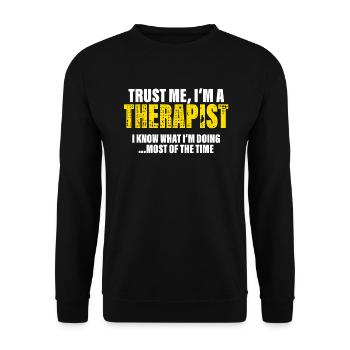 Vertrau Mir Ich Bin Therapeut Kollegen Geschenk - Unisex Pullover - Schwarz - Vorne - Alina (178cm) & Michal (187cm)