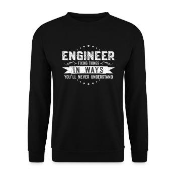 Engineer Colleagues Gift Profession Saying Funny - Unisex Sweatshirt - black - Front - Alina (178cm) & Michal (187cm)