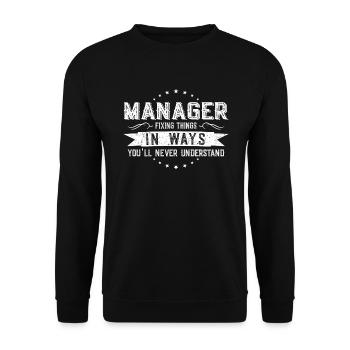 Manager Colleagues Gift Profession Saying Funny - Unisex Sweatshirt - black - Front - Alina (178cm) & Michal (187cm)