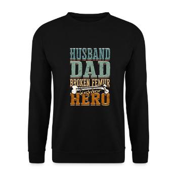 Beinbruch Gebrochener Oberschenkel Vater - Unisex Pullover - Schwarz - Vorne - Alina (178cm) & Michal (187cm)