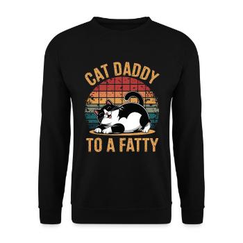 Rolling Fatty Katze Cat Daddy Of A Fatty - Unisex Pullover - Schwarz - Vorne - Alina (178cm) & Michal (187cm)