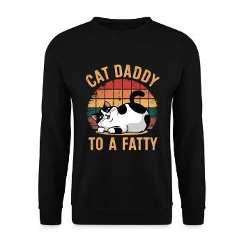 Rolling Fatty Katze Cat Daddy Of A Fatty - Unisex Pullover - Schwarz - Vorne - Alina (178cm) & Michal (187cm)