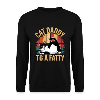 Rolling Fatty Katze Cat Daddy Of A Fatty - Unisex Pullover - Schwarz - Vorne - Alina (178cm) & Michal (187cm)