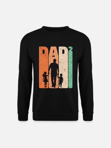Dad Hoch 2 Vater Tochter Sohn Retro Geschenk - Unisex Pullover - Schwarz