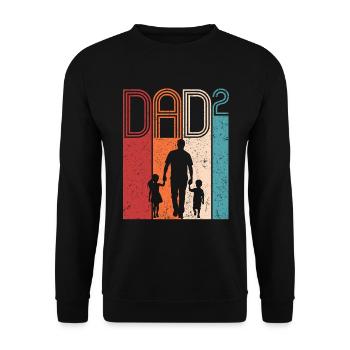 Dad Hoch 2 Vater Tochter Sohn Vatertag Geschenk - Unisex Pullover - Schwarz - Vorne - Alina (178cm) & Michal (187cm)