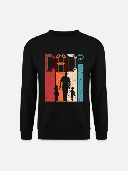 Dad Hoch 2 Vater Tochter Sohn Vatertag Geschenk - Unisex Pullover - Schwarz