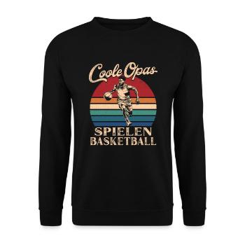 Cool Grandpas Playing Basketball Retro Grandpa - Unisex Sweatshirt - black - Front - Alina (178cm) & Michal (187cm)