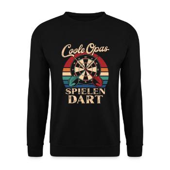 Cool Grandpas Playing Darts Retro Grandpa - Unisex Sweatshirt - black - Front - Alina (178cm) & Michal (187cm)
